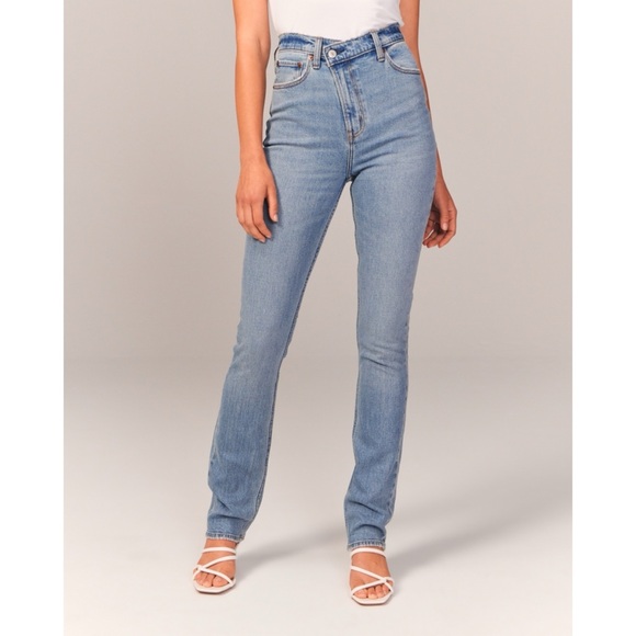Abercrombie & Fitch Denim - Abercrombie Jeans 90s Slim Straight Ultra High Rise Curve Love Criss-Cross 28 6R